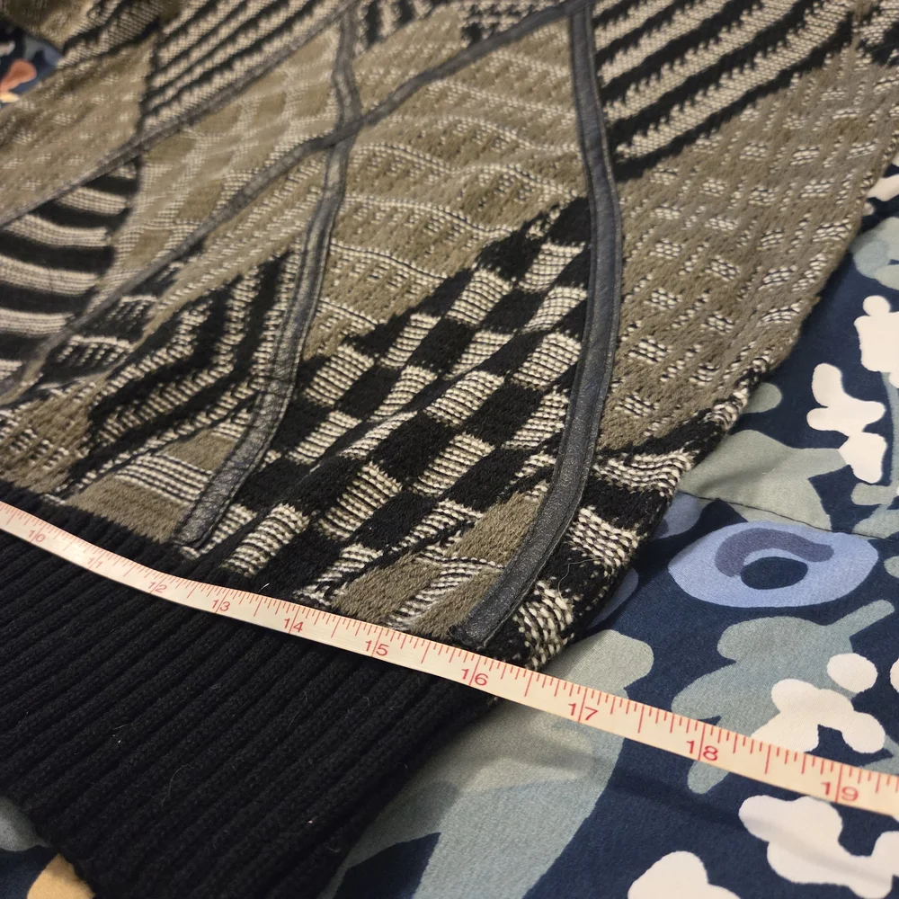 Peter England Sweater - Leather Accents! Black and Olive - Picture 11 of 14